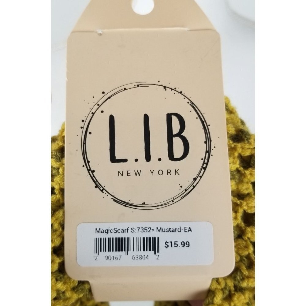 LIB Magic Scarf Mustard yellow Infinity Fringe Neck New York Boho Festival - Picture 3 of 5